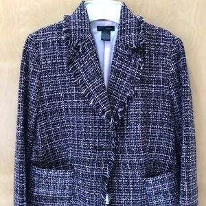 WDNY fuzzy pink plaid blazer.